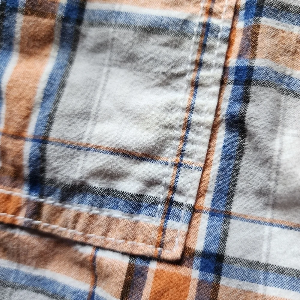GYMBOREE White, orange and blue plaid shorts Size 18-24 mo